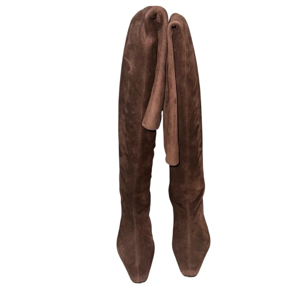 NEW NIB STAUD Wally Over The Knee Boots In Mahogany Brown Suede